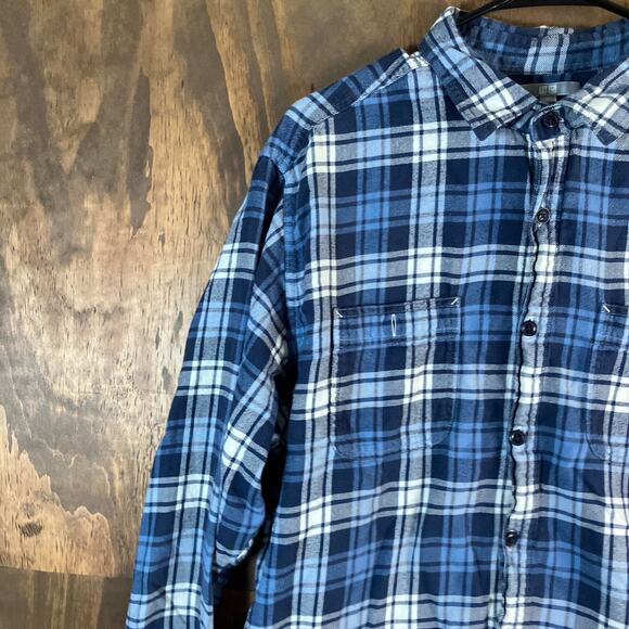 Uniqlo Mens Shirt Blue White Plaid Collared Button Down Long Sleeve XLarge - Picture 4 of 11